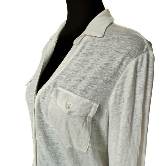 J. McLaughlin Brynn Linen Shirt Women's Size Large Lightweight Top - Picture 5 of 9